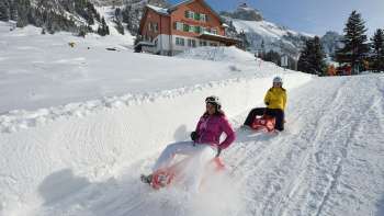 Schlitten-|vermietung Berg-|gasthaus Ruhe-|sitz